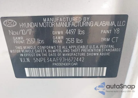 2018 Hyundai Sonata Sport из США, поврежденный, VIN 5NPE34AF9JH672442